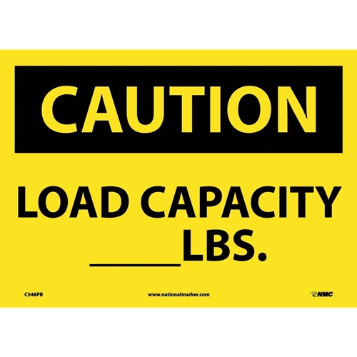 Caution Load Capacity _Lbs. Sign (C546PB)