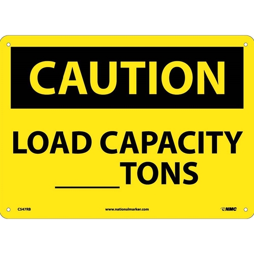 Caution Load Capacity _Tons Sign (C547RB)