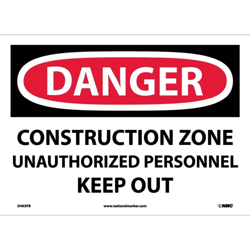 Danger Construction Zone Sign (D493PB)