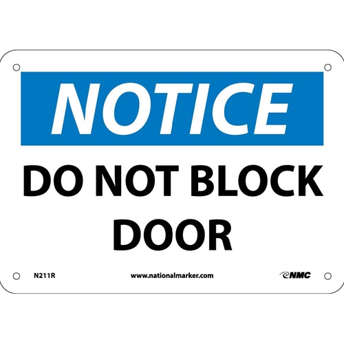 Notice Do Not Block Door Sign (N211R)