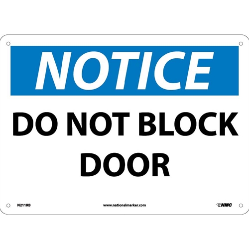 Notice Do Not Block Door Sign (N211RB)