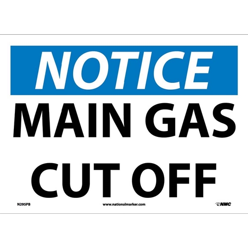 Notice Main Gas Cut Off Sign (N295PB)