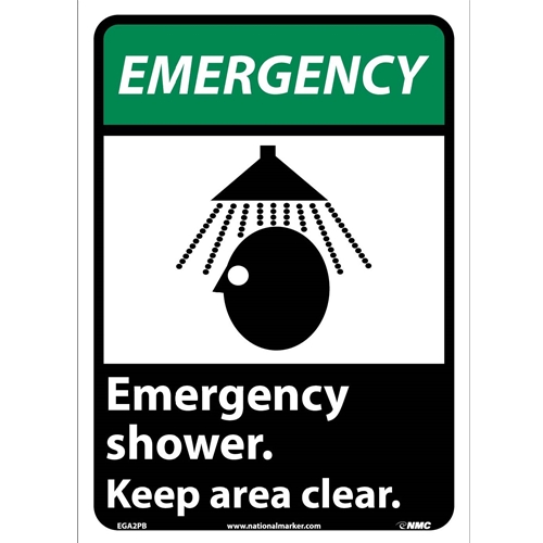 Emergency Shower Keep Area Clear Sign (EGA2PB)