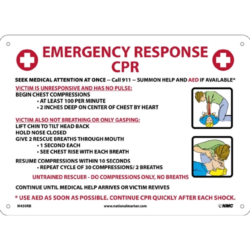 Emergency Response Cpr Instructions Sign (M459RB)