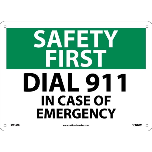 Safety First Dial 911 In Case Of Emergency Sign (SF116RB)