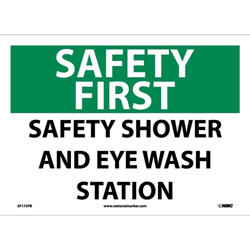 Safety First Safety Shower And Eye Wash Station Sign (SF175PB)