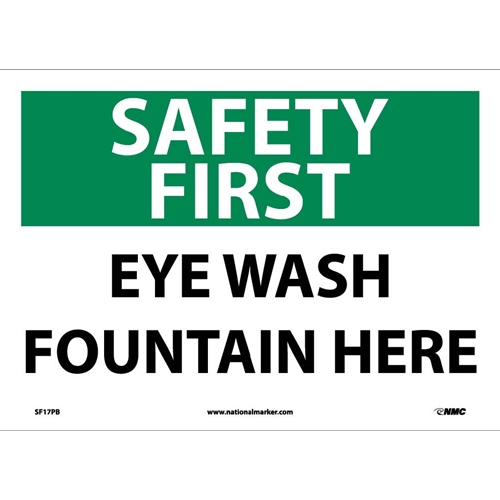 Safety First Eye Wash Fountain Here Sign (SF17PB)