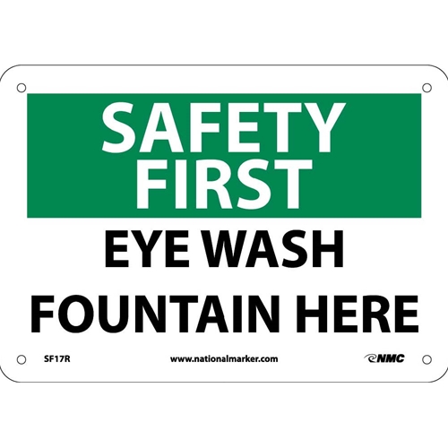 Safety First Eye Wash Fountain Here Sign (SF17R)
