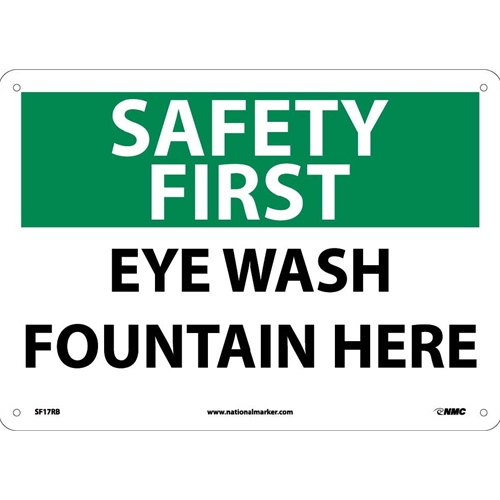 Safety First Eye Wash Fountain Here Sign (SF17RB)