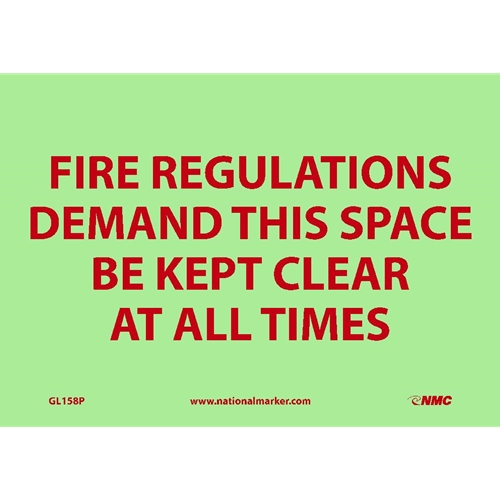 Fire Regulations Demand This Space Be Kept Clear Sign (GL158P)