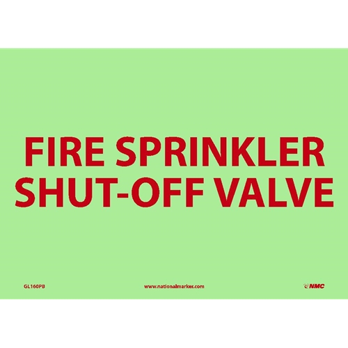 Fire Sprinkler Shut-Off Valve Sign (GL160PB)