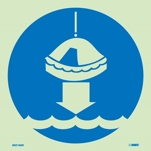 Safety Of Life At Sea Lower Life Raft To Water Sign (IMO186R)