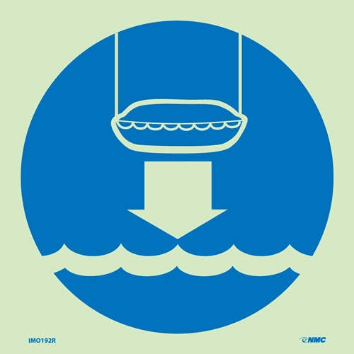 Safety Of Life At Sea Lower Life Boat To Water Sign (IMO192R)
