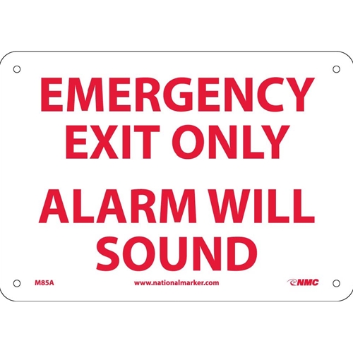 Emergency Exit Only Alarm Will Sound Sign (M85A)