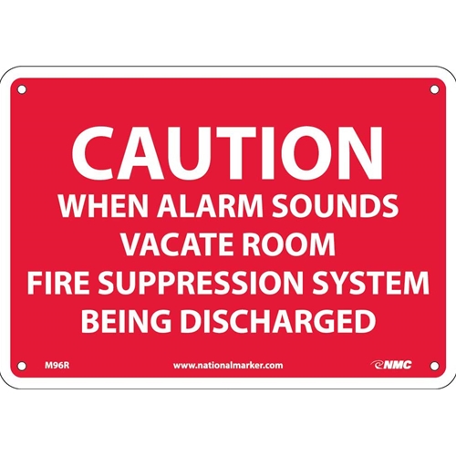 Caution When Alarm Sounds Vacate Room Sign (M96R)