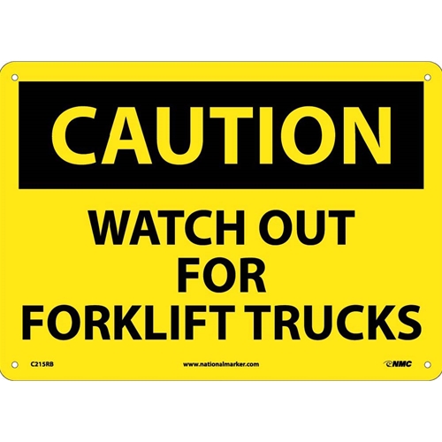 Caution Watch Out For Fork Lift Trucks Sign (C215RB)