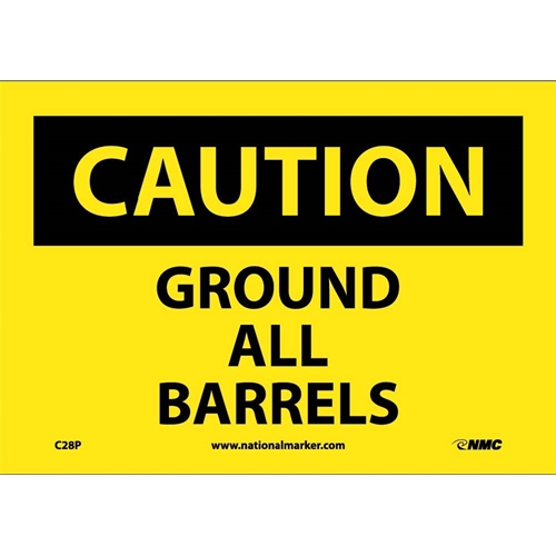 Caution Ground All Barrels Sign (C28P)