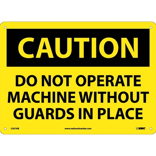 Caution Do Not Operate Machine Without Guards Sign (C457AB)