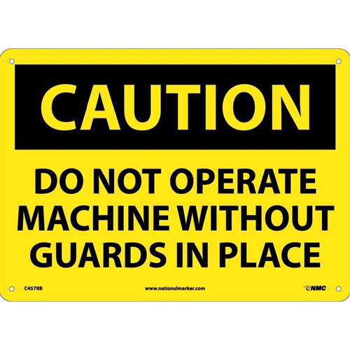 Caution Do Not Operate Machine Without Guards Sign (C457RB)
