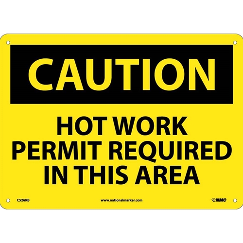 Caution Hot Work Permit Required In This Area Sign (C526RB)