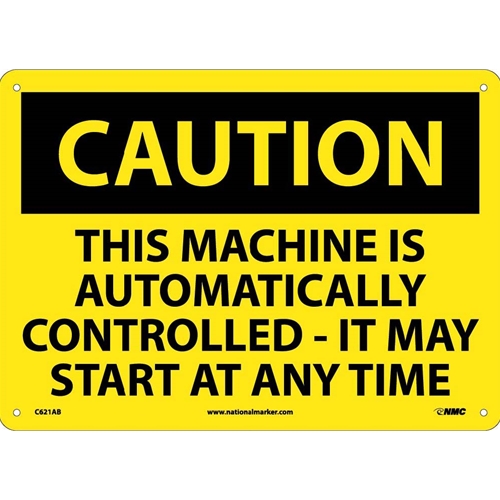 Caution Machine May Start At Any Time Sign (C621AB)