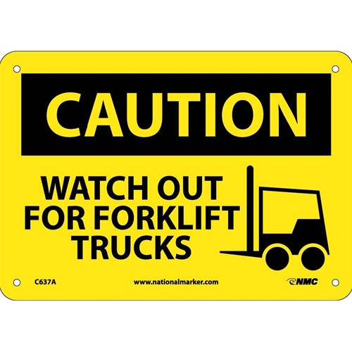 Caution Watch Out For Forklift Trucks Sign (C637A)