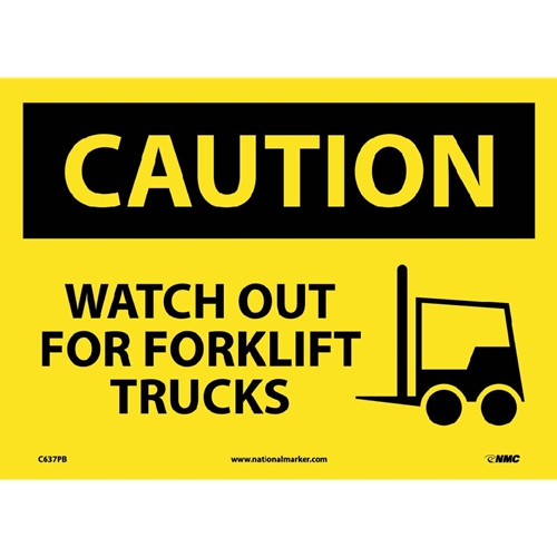 Caution Watch Out For Forklift Trucks Sign (C637PB)