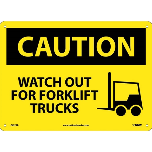 Caution Watch Out For Forklift Trucks Sign (C637RB)