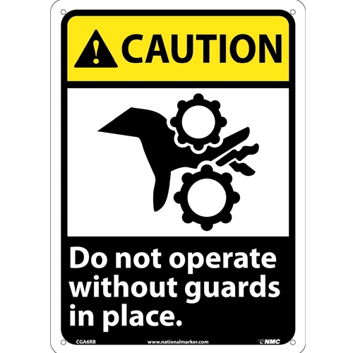 Caution Do Not Operate Without Guards In Place Sign (CGA6RB)