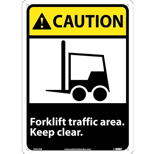 Caution Forklift Traffic Area Keep Clear Sign (CGA7AB)