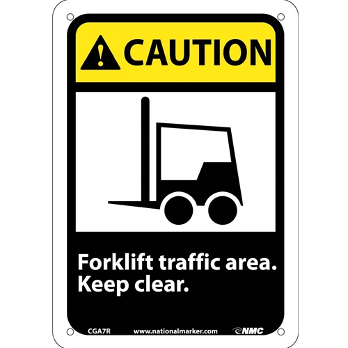 Caution Forklift Traffic Area Keep Clear Sign (CGA7R)