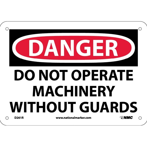 Danger Do Not Operate Machinery Without Guards Sign (D261R)