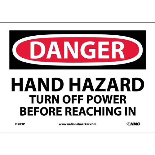 Danger Hand Hazard Turn Off Power Sign (D283P)