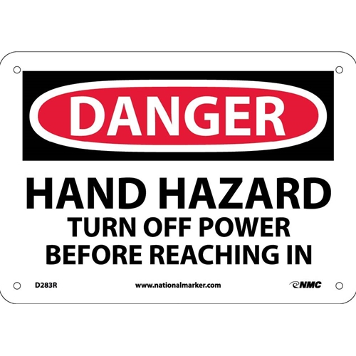 Danger Hand Hazard Turn Off Power Sign (D283R)