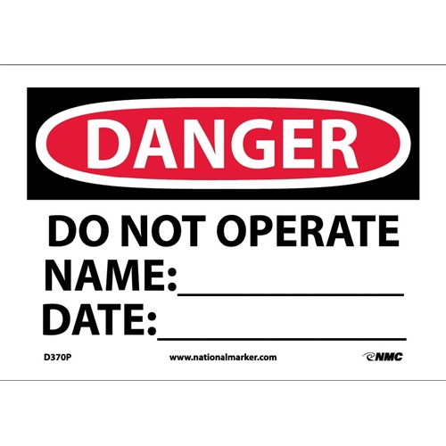 Danger Machine Operator Id Sign (D370P)