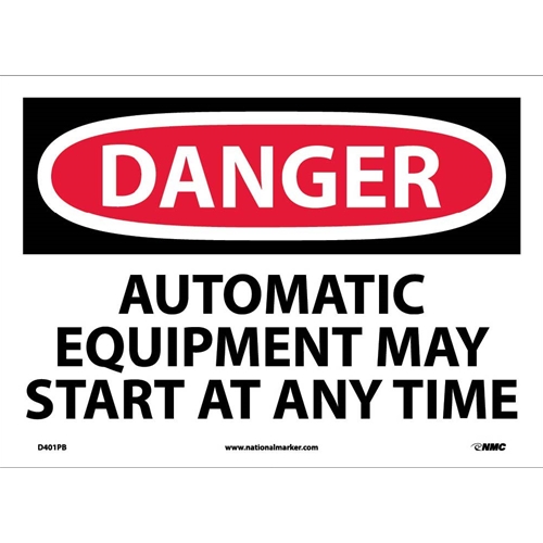 Danger Automatic Equipment May Start At Anytime Sign (D401PB)
