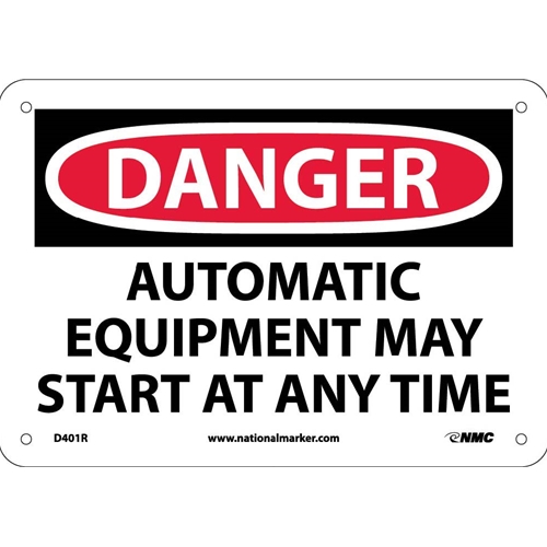 Danger Automatic Equipment May Start At Anytime Sign (D401R)