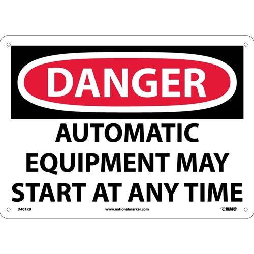 Danger Automatic Equipment May Start At Anytime Sign (D401RB)