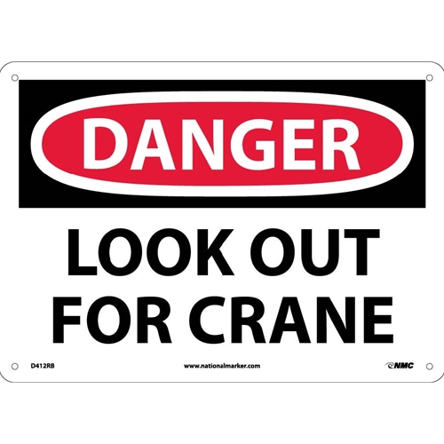 Danger Look Out For Crane Sign (D412RB)