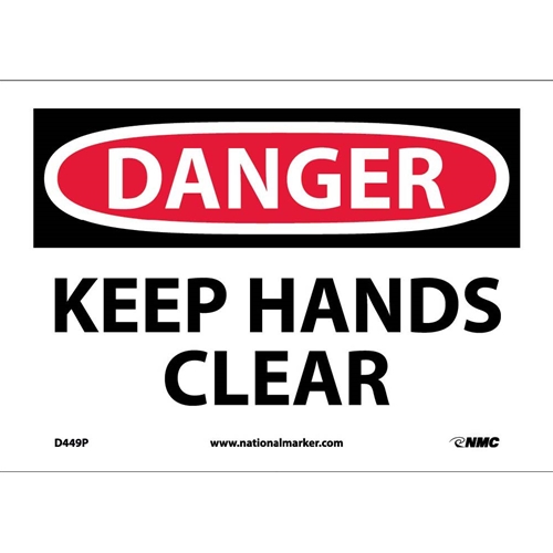 Danger Keep Hands Clear Sign (D449P)