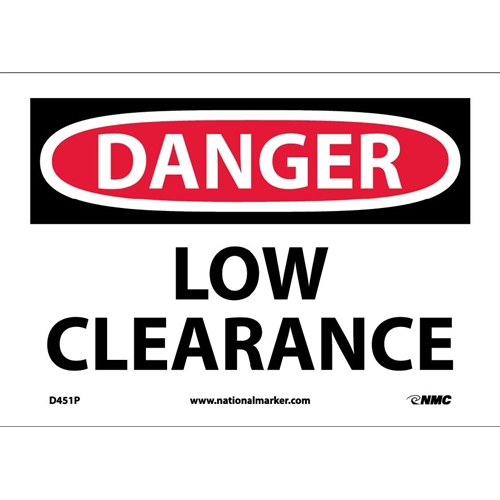 Danger Low Clearance Sign - Bilingual (D451P)