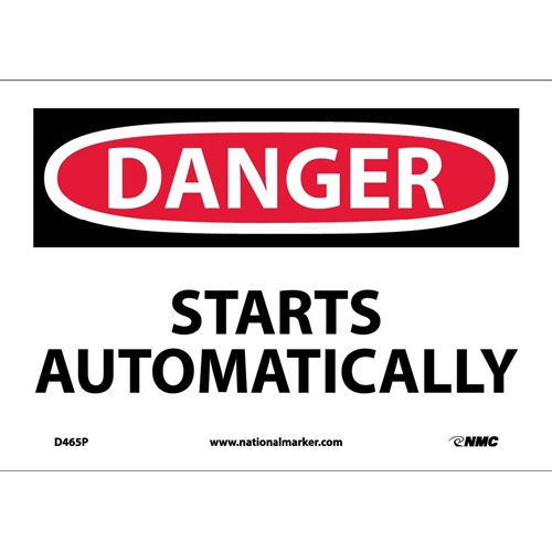 Danger Starts Automatically Sign (D465P)