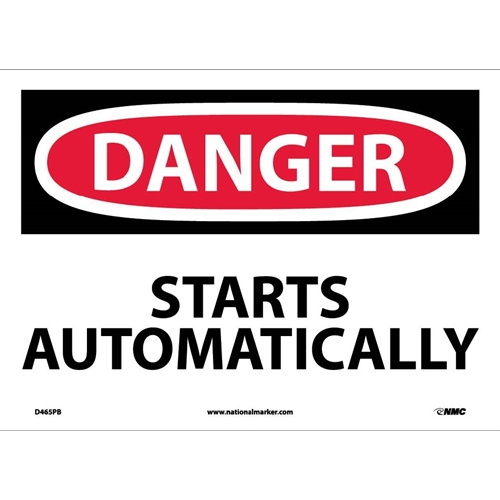 Danger Starts Automatically Sign (D465PB)