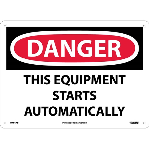 Danger This Equipment Starts Automatically Sign (D466AB)