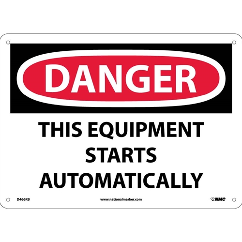 Danger This Equipment Starts Automatically Sign (D466RB)