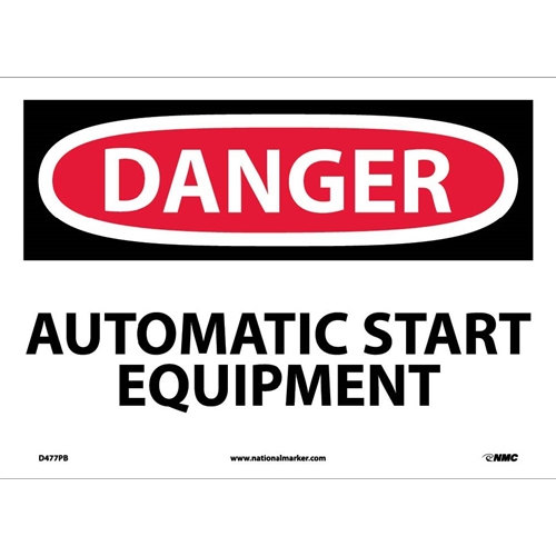 Danger Automatic Start Equipment Sign (D477PB)