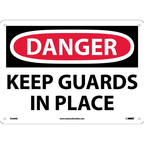 Danger Keep Guards In Place Sign (D566RB)