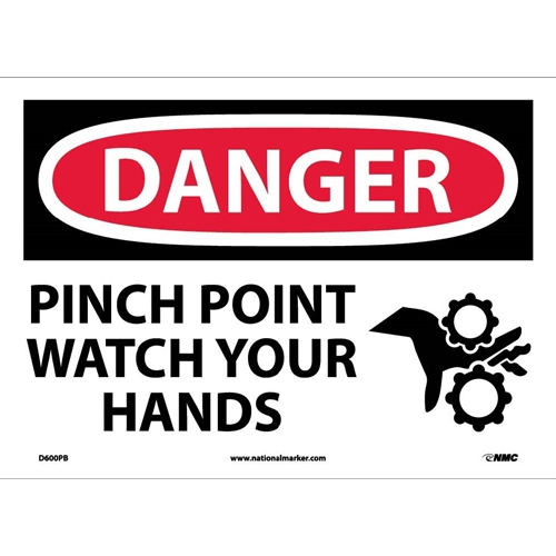 Danger Pinch Point Watch Your Hands Sign (D600PB)