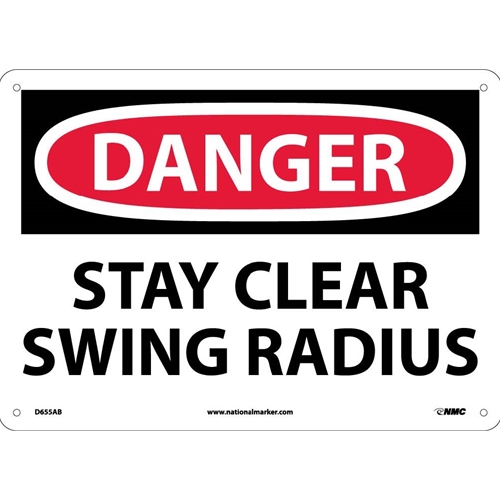 Danger Stay Clear Swing Radius Sign (D655AB)