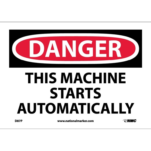 Danger This Machine Starts Automatically Sign (D87P)